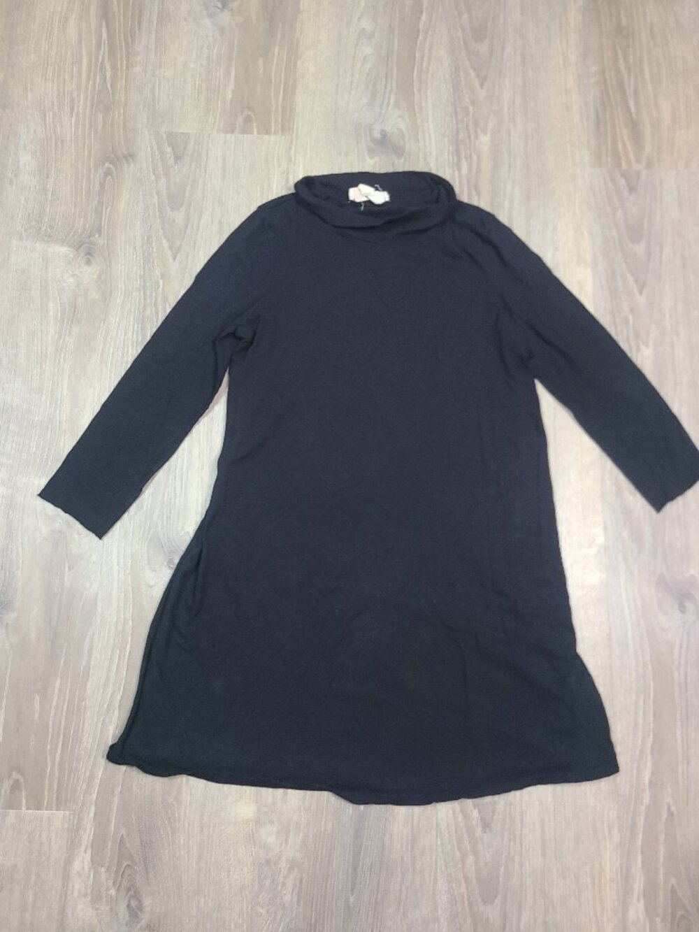 Free People FP Beach Charlie Black Mock Neck 3/4 Sleeve A Line Tunic Dress Sz M